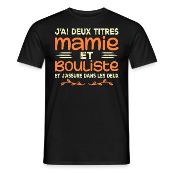 Zwei Titel Granny Bouliste | Oma, Pétanque - Männer T-Shirt - Schwarz - Vorne - AI Model Male 178 light (178cm)