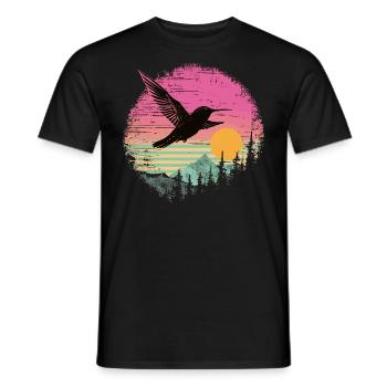 hummingbird, bird, nature, animals, wilderness, nectar - Men's T-Shirt - black - Front - AI Model Male 178 light (178cm)
