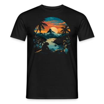 Sloth Sloth Animal Sloth Wilderness Beach Palm Trees - Men's T-Shirt - black - Front - AI Model Male 178 light (178cm)