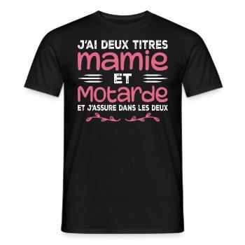 Zwei Granny- und Biker-Titel | Oma | Motorrad - Männer T-Shirt - Schwarz - Vorne - AI Model Male 178 light (178cm)