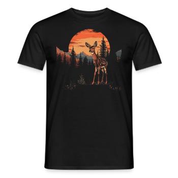 Rehkitz Hirsch Wald Reh Natur Sunset - Männer T-Shirt - Schwarz - Vorne - AI Model Male 178 light (178cm)