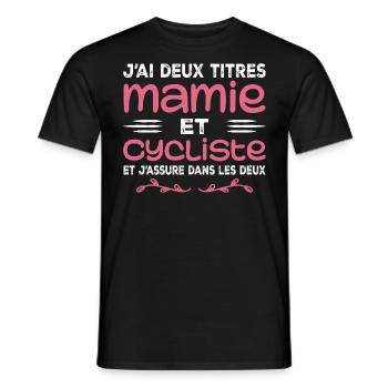Zwei Titel Oma Radsportlerin | Oma | Fahrrad - Männer T-Shirt - Schwarz - Vorne - AI Model Male 178 light (178cm)