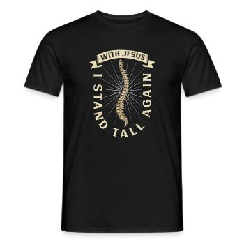 With Jesus I Stand Upright - Back Surgery - Men's T-Shirt - black - Front - AI Model Male 178 light (178cm)