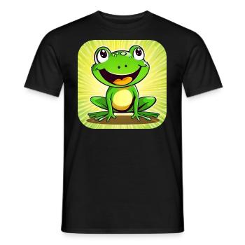 Niedlicher Frosch im Comic Style - Männer T-Shirt - Schwarz - Vorne - AI Model Male 178 light (178cm)