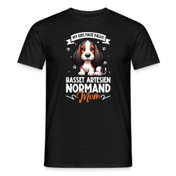 Basset Artésien Normand Mom - Men's T-Shirt - black - Front - AI Model Male 178 light (178cm)