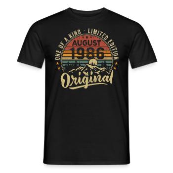 August 1986 Geburtstagsgeschenk 1986 Legenden August - Männer T-Shirt - Schwarz - Vorne - AI Model Male 178 light (178cm)