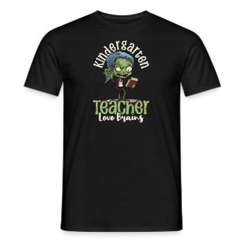 Kindergarten Teacher Loves Brains - Men's T-Shirt - black - Front - AI Model Male 178 light (178cm)
