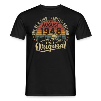 August 1948 Birthday Gift 1948 Legends August - Men's T-Shirt - black - Front - AI Model Male 178 light (178cm)