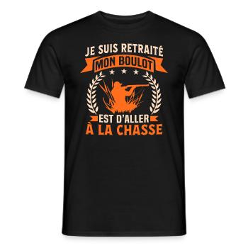 t-shirt retraite chasse - T-shirt homme - noir - Devant - AI Model Male 178 light (178cm)