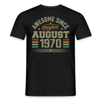 August 1970 Geburtstag August 1970 August 1970 Retro - Männer T-Shirt - Schwarz - Vorne - AI Model Male 178 light (178cm)