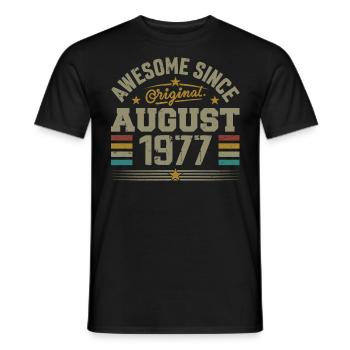 August 1977 Geburtstag August 1977 August 1977 Retro - Männer T-Shirt - Schwarz - Vorne - AI Model Male 178 light (178cm)