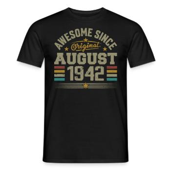 Août 1942 Anniversaire Août 1942 August 1942 Rétro - T-shirt homme - noir - Devant - AI Model Male 178 light (178cm)