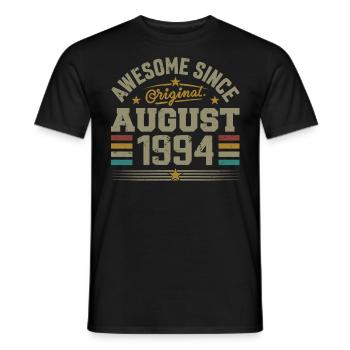 August 1994 Geburtstag August 1994 August 1994 Retro - Männer T-Shirt - Schwarz - Vorne - AI Model Male 178 light (178cm)