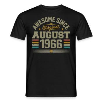 August 1966 Geburtstag August 1966 August 1966 Retro - Männer T-Shirt - Schwarz - Vorne - AI Model Male 178 light (178cm)