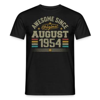 August 1954 Geburtstag August 1954 August 1954 Retro - Männer T-Shirt - Schwarz - Vorne - AI Model Male 178 light (178cm)