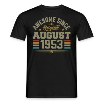 Août 1953 Anniversaire Août 1953 August 1953 Rétro - T-shirt homme - noir - Devant - AI Model Male 178 light (178cm)