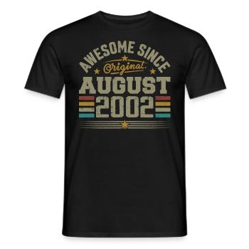 August 2002 Geburtstag August 2002 August 2002 Retro - Männer T-Shirt - Schwarz - Vorne - AI Model Male 178 light (178cm)