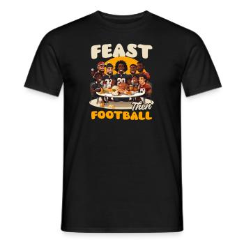 Fête du football de Thanksgiving puis football - T-shirt homme - noir - Devant - AI Model Male 178 light (178cm)