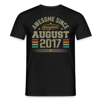 August 2017 Birthday August 2017 August 2017 Retro - Men's T-Shirt - black - Front - AI Model Male 178 light (178cm)