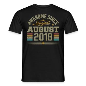 August 2018 Geburtstag August 2018 August 2018 Retro - Männer T-Shirt - Schwarz - Vorne - AI Model Male 178 light (178cm)