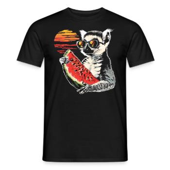 Lemur Ring-tailed lemur Madagascar lemur animal watermelon - Men's T-Shirt - black - Front - AI Model Male 178 light (178cm)