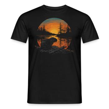 Beaver Forest Animal Nature Trees - Men's T-Shirt - black - Front - AI Model Male 178 light (178cm)