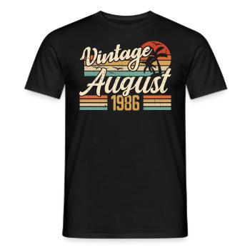 August 1986 Anniversary 1986 - August Legends Gift - Men's T-Shirt - black - Front - AI Model Male 178 light (178cm)