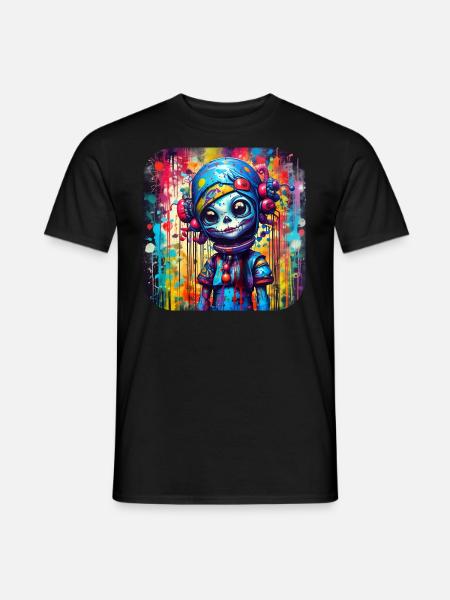 Coole Gothic Girl Puppe - Männer T-Shirt - Schwarz
