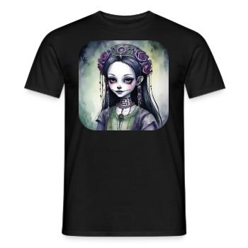 Fille punk gothique cool avec des roses - T-shirt homme - noir - Devant - AI Model Male 178 light (178cm)