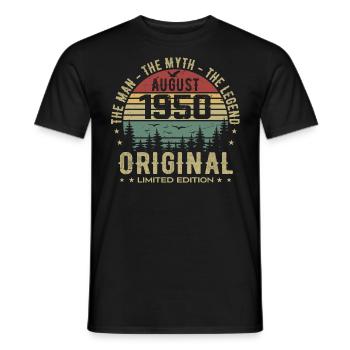 Légende Depuis Août 1950 Cadeau Anniversaire 1950 - T-shirt homme - noir - Devant - AI Model Male 178 light (178cm)