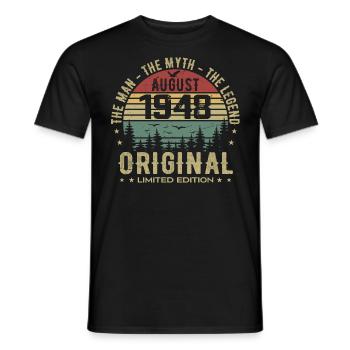 Legend Since August 1948 Birthday Gift 1948 - Men's T-Shirt - black - Front - AI Model Male 178 light (178cm)