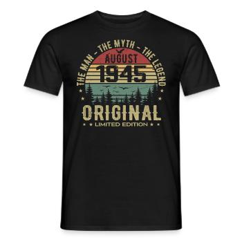 Légende Depuis Août 1945 Cadeau Anniversaire 1945 - T-shirt homme - noir - Devant - AI Model Male 178 light (178cm)