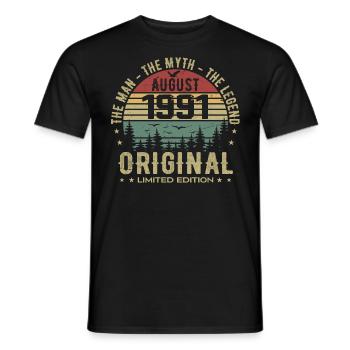 Legend Since Aug 1991 Birthday Gift 1991 - Men's T-Shirt - black - Front - AI Model Male 178 light (178cm)