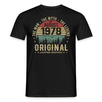 Légende Depuis Août 1978 Cadeau Anniversaire 1978 - T-shirt homme - noir - Devant - AI Model Male 178 light (178cm)