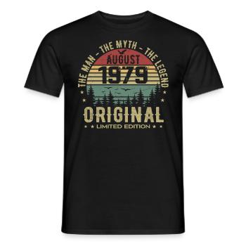 Légende Depuis Août 1979 Cadeau Anniversaire 1979 - T-shirt homme - noir - Devant - AI Model Male 178 light (178cm)