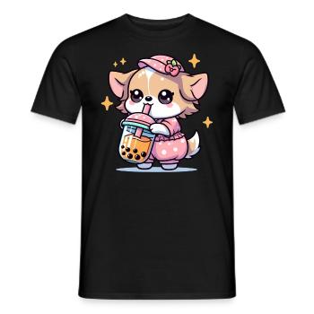 Bubble Tea Boba Milch Kawaii Anime Hund Chihuahua - Männer T-Shirt - Schwarz - Vorne - AI Model Male 178 light (178cm)