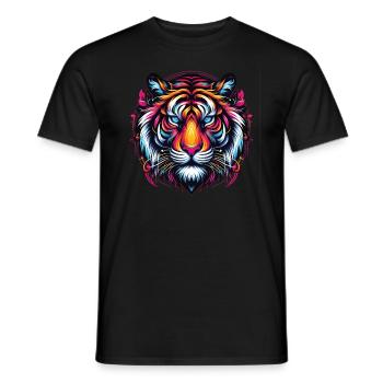 Visage De Tigre, Art Animalier Coloré, Tigre - T-shirt homme - noir - Devant - AI Model Male 178 light (178cm)