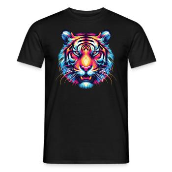 Visage De Tigre, Art Animalier Coloré, Tigre - T-shirt homme - noir - Devant - AI Model Male 178 light (178cm)
