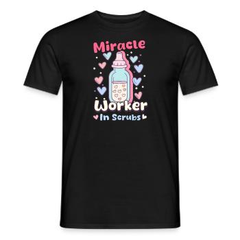 L&D-Krankenschwester Wundertäterin in Kitteln - Männer T-Shirt - Schwarz - Vorne - AI Model Male 178 light (178cm)