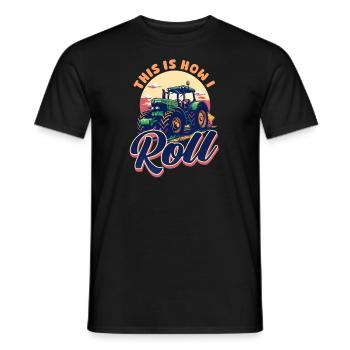 Farmer, so rolle ich - Männer T-Shirt - Schwarz - Vorne - AI Model Male 178 light (178cm)