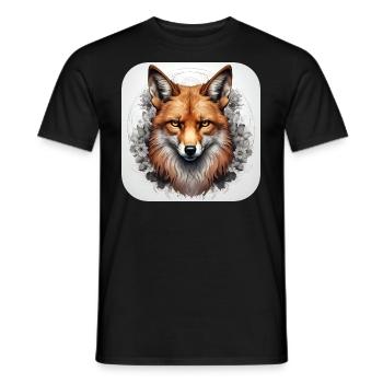 Fuchs mit Blumen - Männer T-Shirt - Schwarz - Vorne - AI Model Male 178 light (178cm)