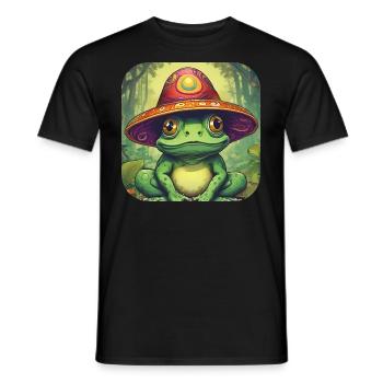 Psychedelic Frog I - Men's T-Shirt - black - Front - AI Model Male 178 light (178cm)