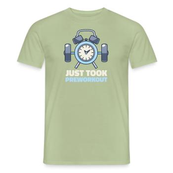 Pre Workout Just Took Preworkout - Men's T-Shirt - sage - Front - AI Model Male 178 light (178cm)