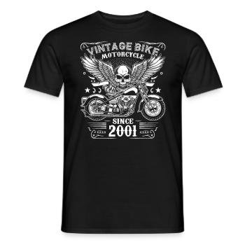 2001 Moto Vintage Biker Anniversaire Né En 2001 - T-shirt homme - noir - Devant - AI Model Male 178 light (178cm)