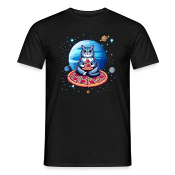 coole Weltraum Katze mit Sonnenbrille - Männer T-Shirt - Schwarz - Vorne - AI Model Male 178 light (178cm)