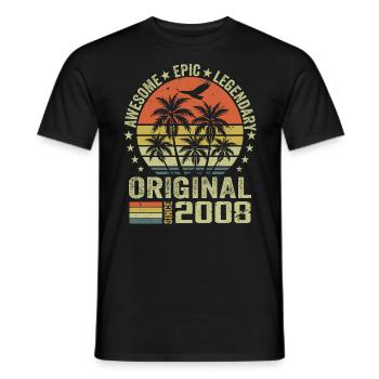 Birthday Party 2008 Vintage 2008 Retro 2008 - Men's T-Shirt - black - Front - AI Model Male 178 light (178cm)