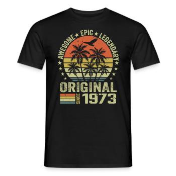 Fête D'anniversaire 1973 Millésime 1973 Rétro 1973 - T-shirt homme - noir - Devant - AI Model Male 178 light (178cm)