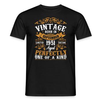 1951 September 1951 Gift 73rd Anniversary 1951 - Men's T-Shirt - black - Front - AI Model Male 178 light (178cm)
