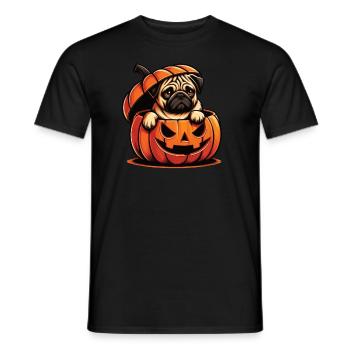 Halloween Hund, Herbst Kürbis Mops - Männer T-Shirt - Schwarz - Vorne - AI Model Male 178 light (178cm)