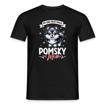 Pomsky Mom - Men's T-Shirt - black - Front - AI Model Male 178 light (178cm)